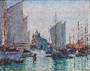 Max Arthur Stremel Schiffe an der Zattere in Venedig oil painting on canvas
